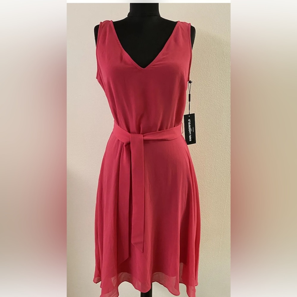 NWT KARL LAGERFELD Sleeveless Pink Dress Cocktail Party Sz 4